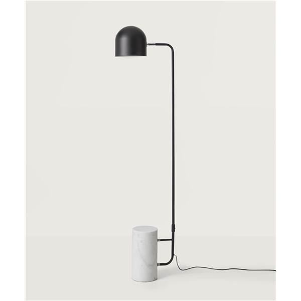 Aromas Luca Shiny Black Metal Floor Lamp with White Marble Base