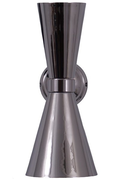 Industrial Wall Light with Two Brass Cones