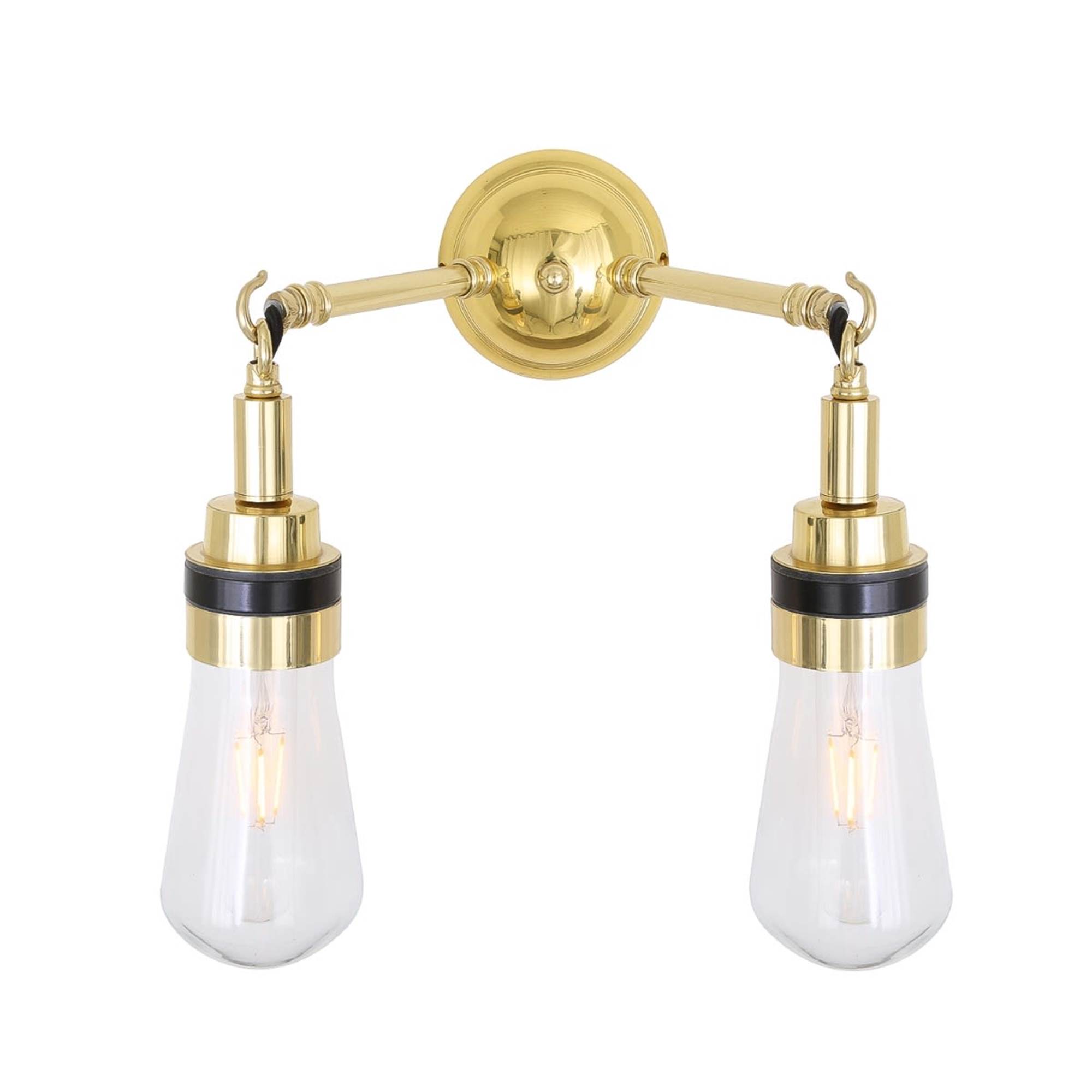Mullan Lighting Meri Clear Glass Wall Light IP65 - Satin Brass